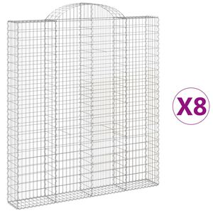 vidaXL Cestas de gaviones 8 uds forma de arco hierro 200x30x220/240 cm