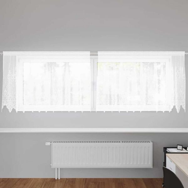vidaXL Cortina de Encaje con cortinas Floral 100 x 300 cm Poli&eacute;ster