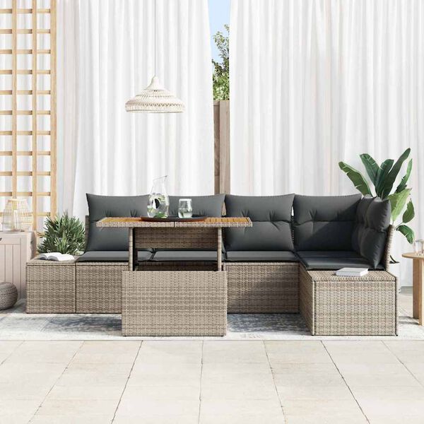 vidaXL Conjunto de sofá de jardín 6 pcs Gris Poliratán