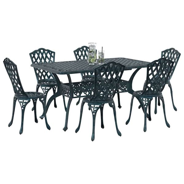 vidaXL Conjunto de Comedor de Jard&iacute;n 7 pcs Verde Aluminio