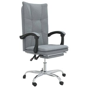 vidaXL Silla de oficina reclinable de tela gris claro