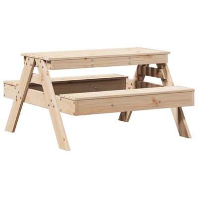 vidaXL Mesa de picnic para niños madera maciza de pino 88x97x52 cm
