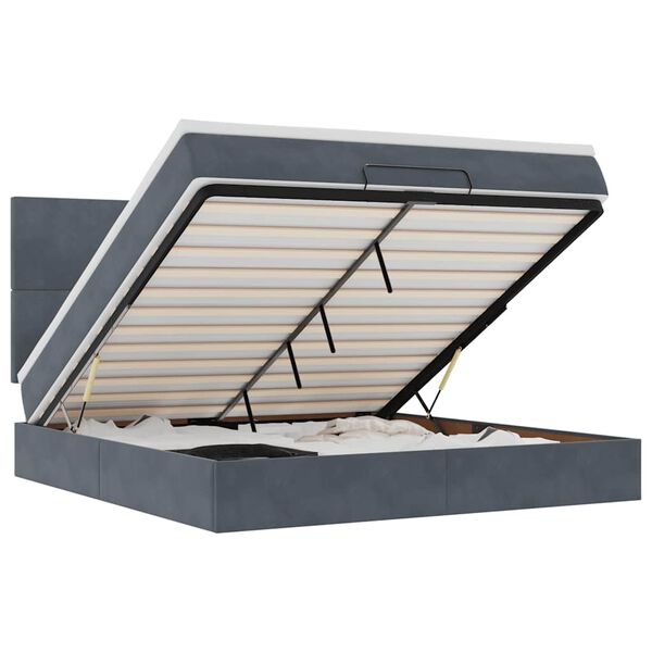 vidaXL Estructura cama otomana colchones terciopelo gris oscuro