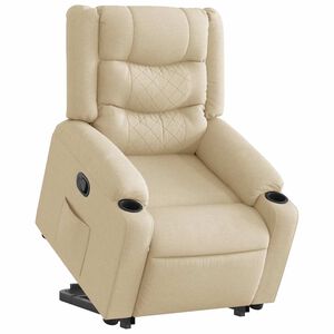 vidaXL Sill&oacute;n reclinable elevable de tela color crema