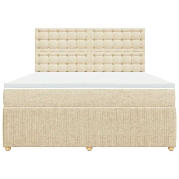 vidaXL Cama box spring con colch&oacute;n tela color crema 180x200 cm
