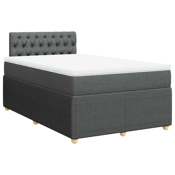 vidaXL Cama box spring con colch&oacute;n tela gris oscuro 120x200 cm