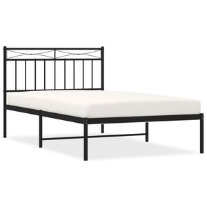 vidaXL Estructura cama sin colch&oacute;n con cabecero metal negro 107x203 cm