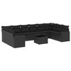 vidaXL Set de sof&aacute;s de jard&iacute;n 11 pzas y cojines rat&aacute;n sint&eacute;tico negro