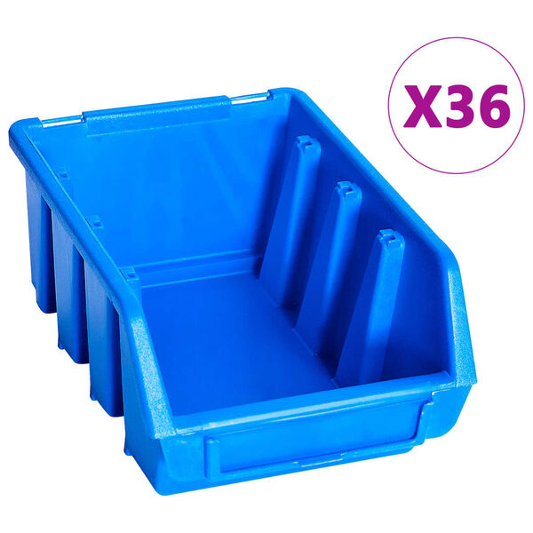 vidaXL Kit de cajas de almacenaje 96 piezas con paneles de pared azul