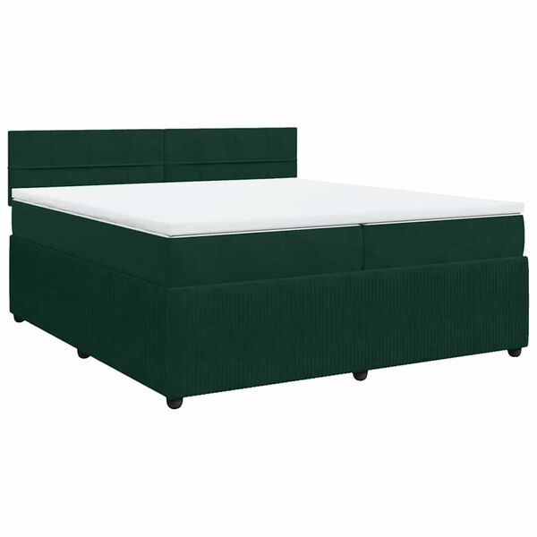 vidaXL Cama box spring con colch&oacute;n terciopelo verde oscuro 200x200 cm
