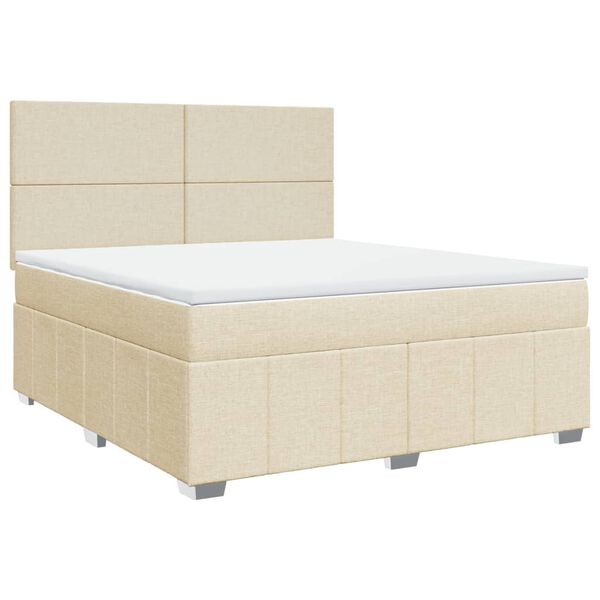 vidaXL Cama box spring con colch&oacute;n tela color crema 180x200 cm