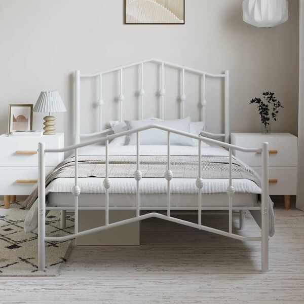 vidaXL Estructura cama sin colchón con estribo metal blanco 100x190 cm