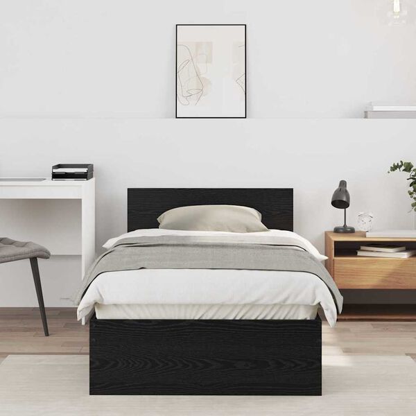 vidaXL Estructura de cama Roble Negro 90 x 200 cm Madera de ingenier&iacute;a