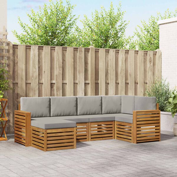 vidaXL Conjunto de Sof&aacute; Seccional con coj&iacute;n 6 pcs Gris Natural y Claro