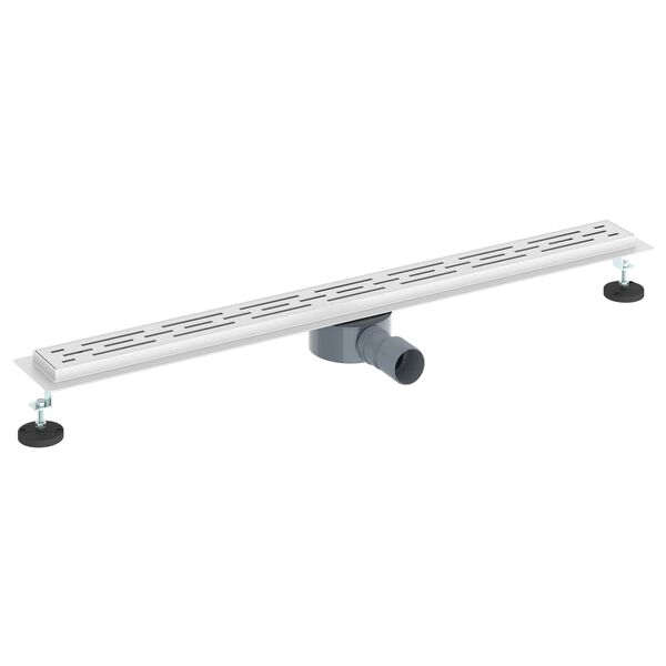 vidaXL Desag&uuml;e de ducha con tapa de vidrio y sif&oacute;n 360&deg; Plateado 90 cm