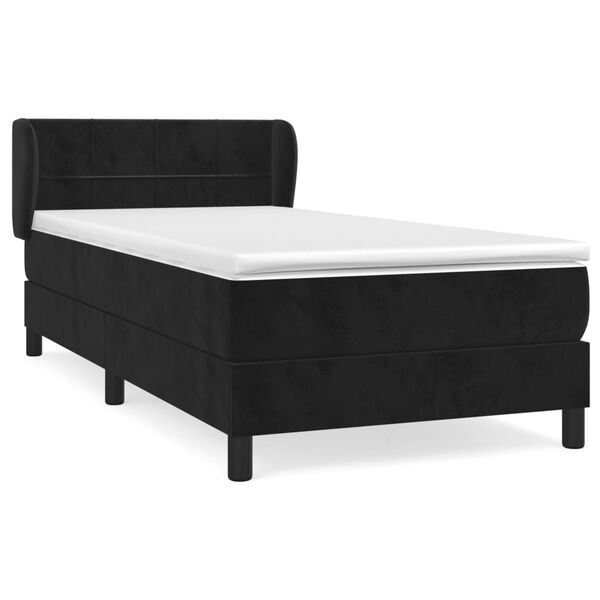 vidaXL Cama box spring con colch&oacute;n cuero sint&eacute;tico negro 90x190 cm