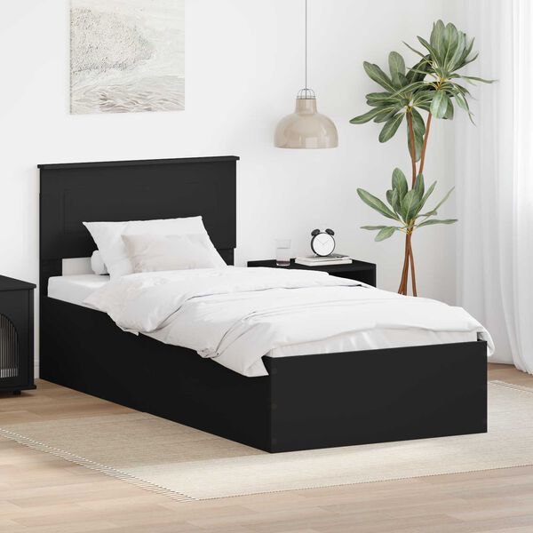 vidaXL Estructura de cama Negro 100 x 200 cm Madera de ingenier&iacute;a
