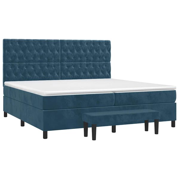 vidaXL Cama box spring con colch&oacute;n terciopelo azul oscuro 200x200 cm