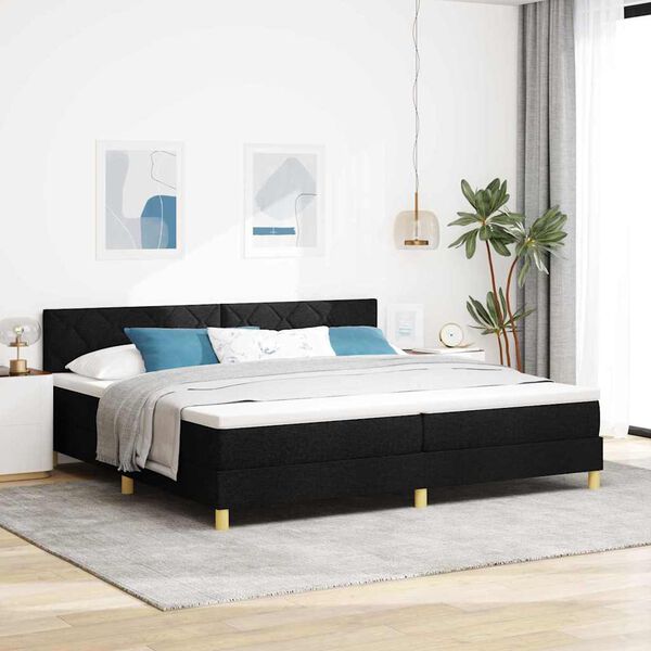 vidaXL Cama tipo Box Spring con colch&oacute;n Negro 200 x 200 cm tela