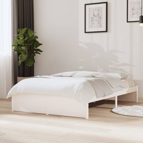 vidaXL Estructura de cama sin colch&oacute;n madera maciza blanco 120x200 cm