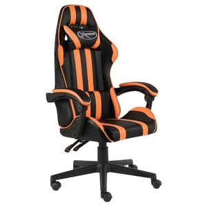 vidaXL Silla gaming de cuero sint&eacute;tico negro y naranja