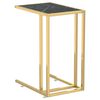 vidaXL Mesita ordenador vidrio transparente negro m&aacute;rmol 50x35x65cm