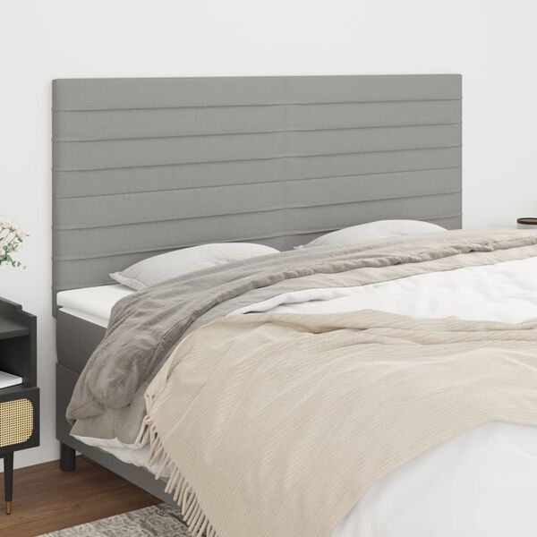 vidaXL Cabecero de cama gris claro 180x5x118/128 cm de tela