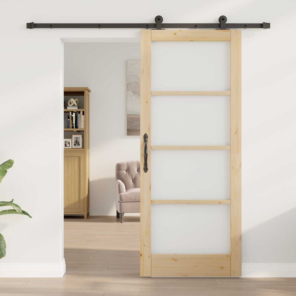 vidaXL Puerta Corredera ORKDAL Natural y negro 83 x 202 cm