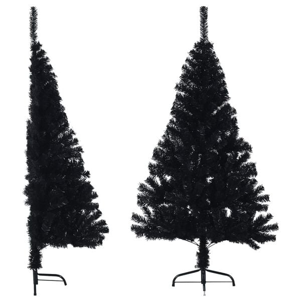 vidaXL Medio &aacute;rbol de Navidad artificial con soporte PVC negro 120 cm