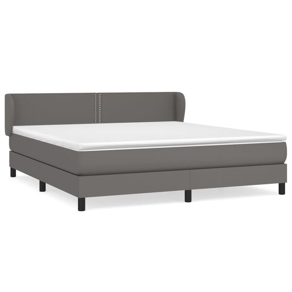 vidaXL Cama box spring con colch&oacute;n cuero sint&eacute;tico gris 180x200 cm