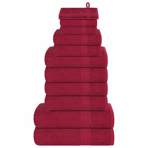 vidaXL Juego de toallas FROGN de 12 piezas burdeos 360 g/m&sup2;