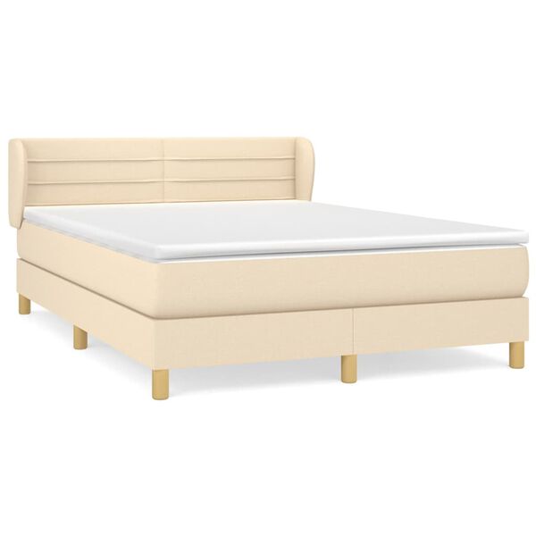 vidaXL Cama box spring con colch&oacute;n tela color crema 140x190 cm