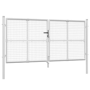 vidaXL Puerta de jard&iacute;n de malla color plata 300 x 125 cm acero galvanizado