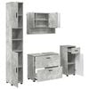 vidaXL Juego de muebles de ba&ntilde;o con caj&oacute;n 4 pcs Gris Concreto
