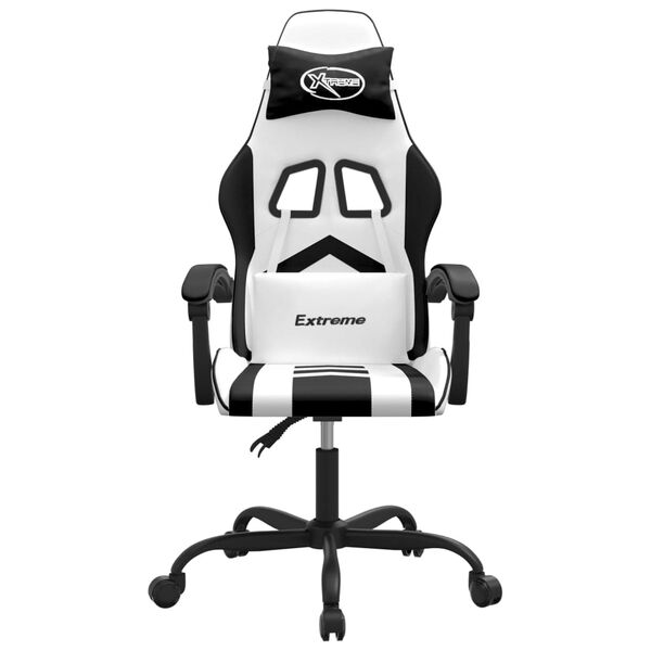 vidaXL Silla gaming cuero sint&eacute;tico blanco y negro