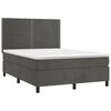 vidaXL Cama box spring colch&oacute;n y LED terciopelo gris oscuro 140x200 cm