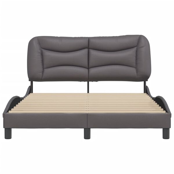 vidaXL Estructura de cama sin colch&oacute;n Hvar cuero sint&eacute;tico gris 140x200 cm