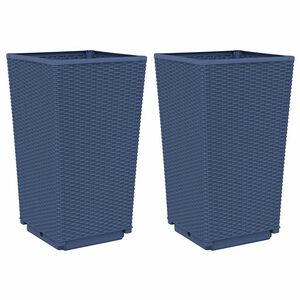 vidaXL Jardineras 2 unidades PP azul gris 32,5x32,5x57 cm