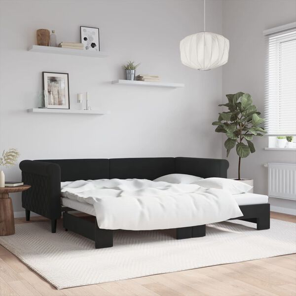 vidaXL Sofá cama nido terciopelo negro 90x190 cm