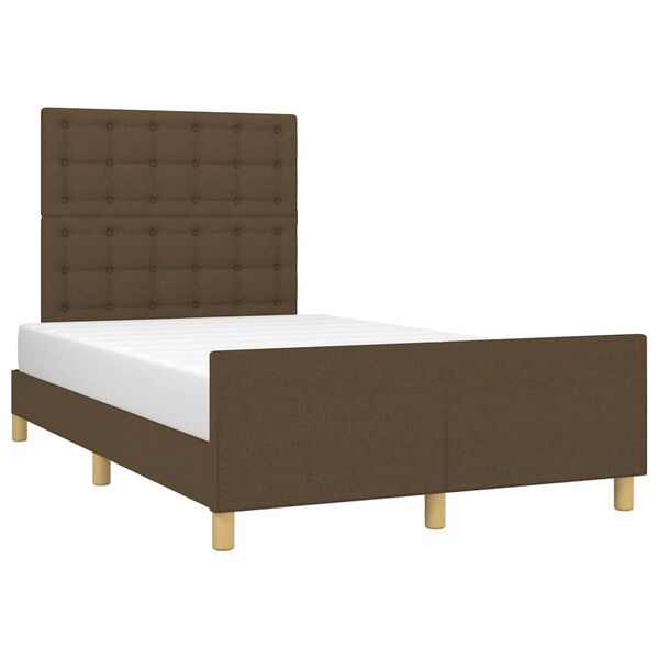 vidaXL Estructura de cama sin colch&oacute;n tela marr&oacute;n oscuro 120x190 cm