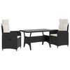 vidaXL Juego de comedor para exteriores 3 pcs Negro y Blanco Crema