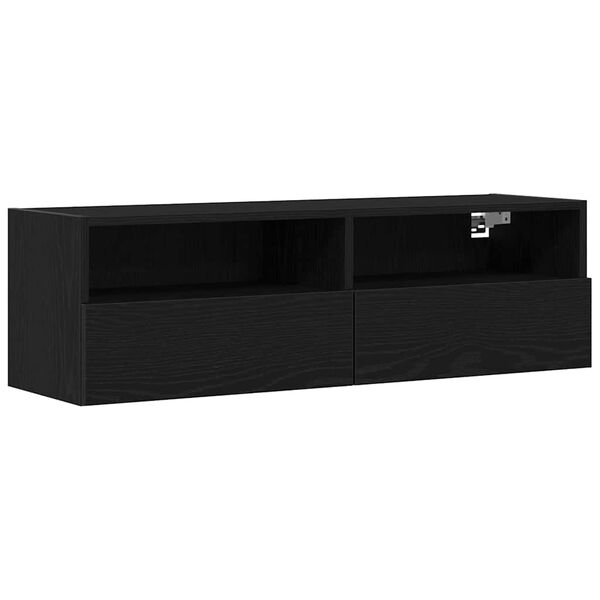 vidaXL Mueble de TV Montado en la Pared Roble Negro 100 x 30 x 30 cm