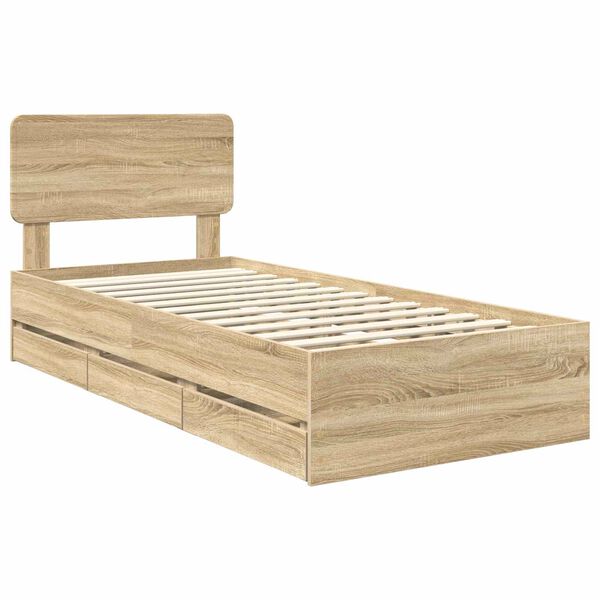 vidaXL Estructura de cama con cabecera Roble Sonoma 100 x 200 cm