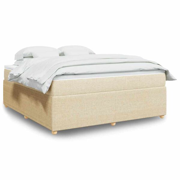 vidaXL Cama box spring con colch&oacute;n tela color crema 180x200 cm