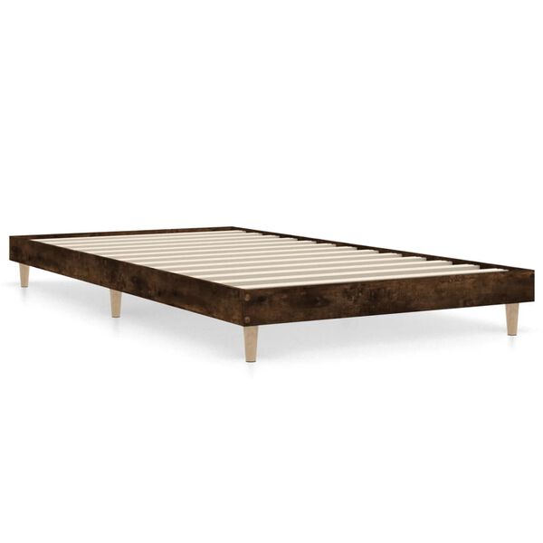 vidaXL Estructura de cama sin colch&oacute;n madera roble ahumado 90x190 cm