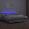 vidaXL Cama box spring colch&oacute;n y LED cuero sint&eacute;tico crema 180x200 cm