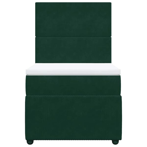 vidaXL Cama box spring con colch&oacute;n terciopelo verde oscuro 100x200 cm