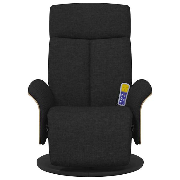 vidaXL Sillón reclinable de masaje con reposapiés tela negra