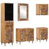 vidaXL Juego de muebles de ba&ntilde;o 5 uds. Natural Madera de mango maciza