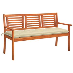 vidaXL Banco de jard&iacute;n 3 plazas madera maciza eucalipto y coj&iacute;n 150 cm
